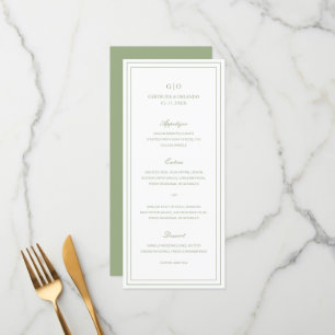 Classic Sage Green Elegant Wedding Menu