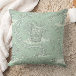 Classic Sage Green Floral Bouquet Pattern Cushion