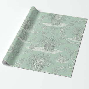 Classic Sage Green Floral Bouquet Pattern Wrapping Paper