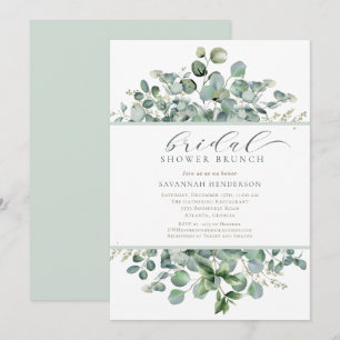 Classic Sage Green Floral Bridal Shower Brunch Invitation
