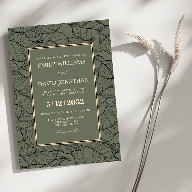 Classic Sage Green Floral Pattern Elegant  Invitation (Creator Uploaded)