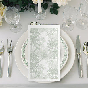 Classic Sage Green Landscape Toile Wedding Napkin