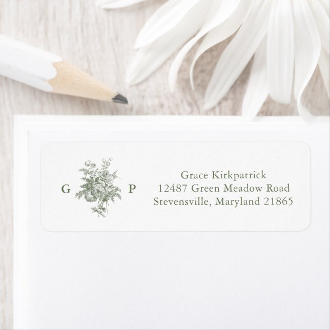 Classic Sage Green Monogram Return Address  (Insitu)