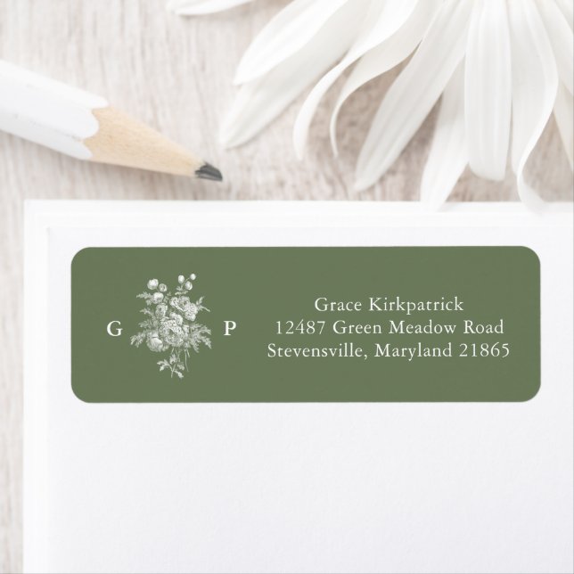 Classic Sage Green Monogram Return Address  (Insitu)