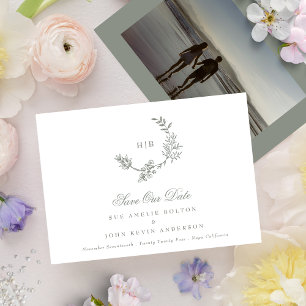 Classic Sage Green Monogram Wreath Classic Wedding Save The Date