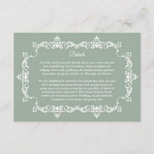 Classic Sage Green Ornately Framed Wedding Enclosure Card