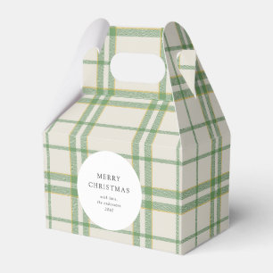 Classic Sage Green Plaid Holiday Custom Cookie Favour Box