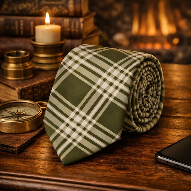 Classic Sage Green Plaid Tie (Creator Uploaded)