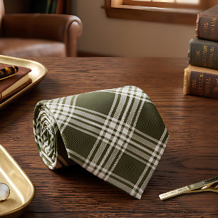 Classic Sage Green Plaid Tie