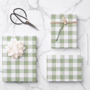 Classic Sage Green Plaid  Wrapping Paper Sheet
