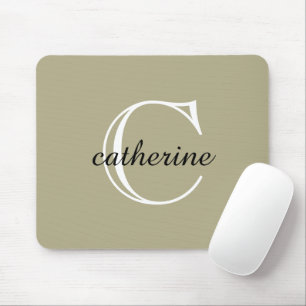 Classic Sage Green Script Monogram Mouse Mat