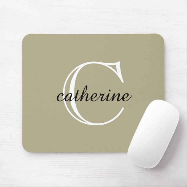 Classic Sage Green Script Monogram Mouse Mat (With Mouse)
