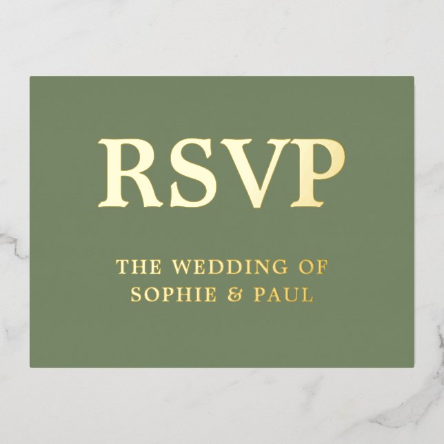 Classic Sage Green Song Choice Foil RSVP Card (Front)