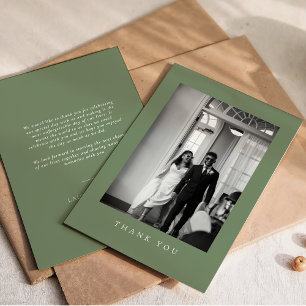 Classic Sage Green Wedding Photo Thank You Card