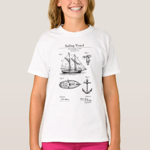 Classic Sailing Vessel Blueprint Design T-Shirt