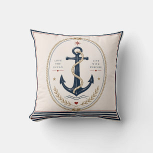 Classic Sailorcore Nautical Throw Blanket Cushion