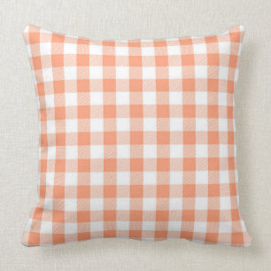 Classic Salmon Gingham Pattern Throw Pillow