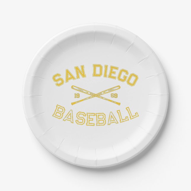 Classic San Diego California Baseball Fan Retro Vi Paper Plate (Front)