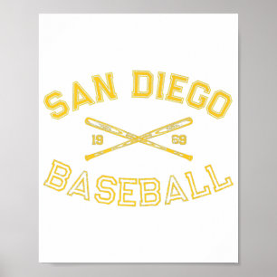 Classic San Diego California Baseball Fan Retro Vi Poster