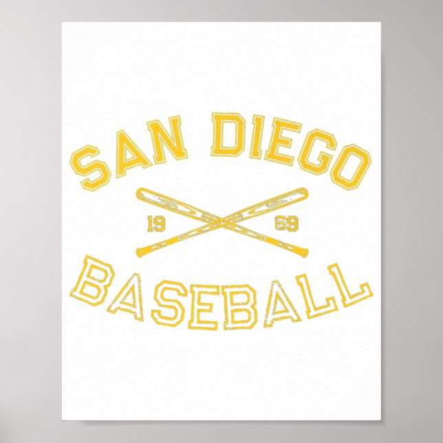 Classic San Diego California Baseball Fan Retro Vi Poster (Front)