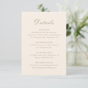 Classic Sandy Neutral Elegant Wedding Enclosure Card