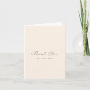 Classic Sandy Neutral Photo Elegant Wedding Thank You Card