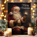 Classic Santa By Candlelight Merry Christmas Holiday Card<br><div class="desc">Celebrate the magic of Christmas with this beautifully illustrated card featuring a traditional Santa Claus holding a glowing candle. The "Merry Christmas" message adds a timeless touch,  making this card perfect for sharing warm holiday wishes with friends and family.</div>