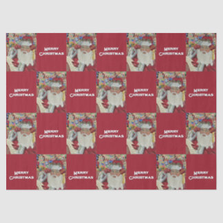 Classic Santa - Checking It Twice Holiday Burgundy Tissue Paper