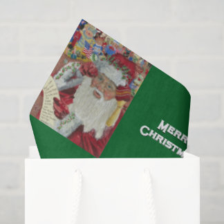 Classic Santa - Checking It Twice Holiday Green Tissue Paper