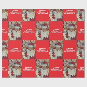 Classic Santa - Checking It Twice Holiday Red Wrapping Paper