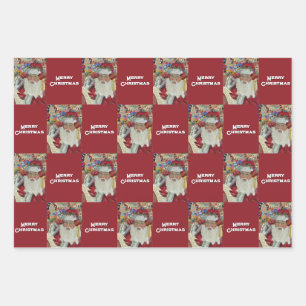 Classic Santa - Checking It Twice Merry Christmas Wrapping Paper Sheet