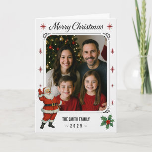 Classic Santa Christmas Greeting with Custom Photo Card