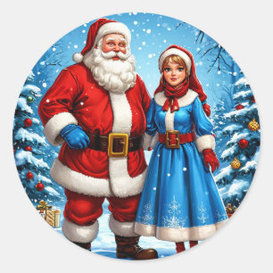 Classic Santa Christmas Magic Winter Joy 🎅❄️🎄✨ Round Sticker