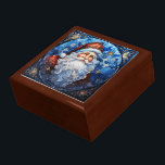 Classic Santa Claus Blue Stained Glass Gift Box<br><div class="desc">This beautiful Holiday gift box has a classic Santa Claus image against a blue stained glass looking background. Predominant colours used are tones of blue,  gold,  red,  and white. Festive!</div>