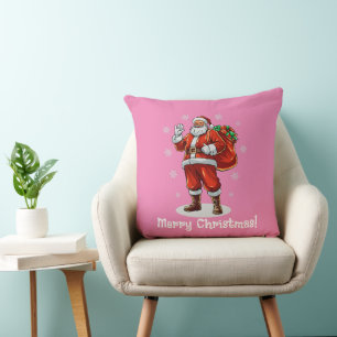 Classic Santa Claus bringing Christmas presents Cushion