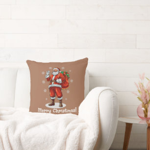 Classic Santa Claus bringing Christmas presents Cushion