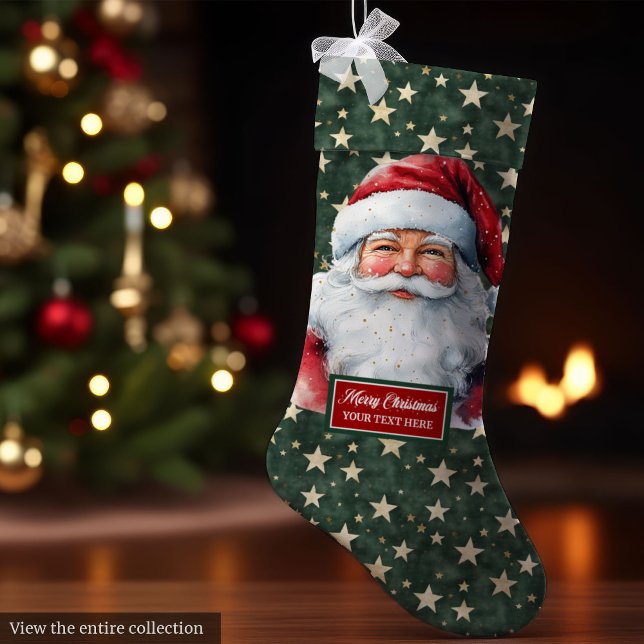 Classic Santa Claus Christmas Stocking Custom Name (Classic Santa Claus Christmas Stocking Custom Name)