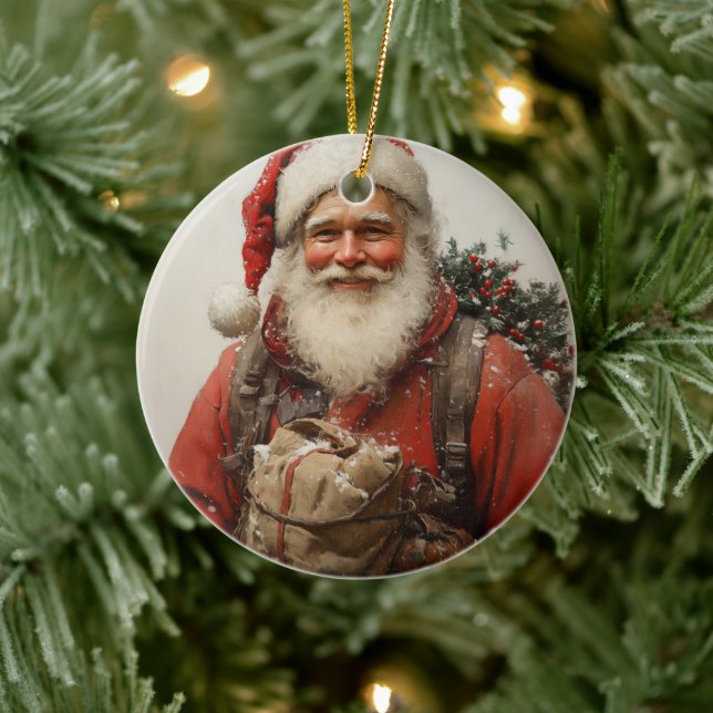 Classic Santa Claus Heartwarming Christmas Art Ceramic Tree Decoration (Tree)