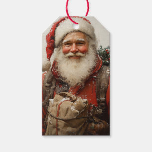 Classic Santa Claus Heartwarming Christmas Art Gift Tags