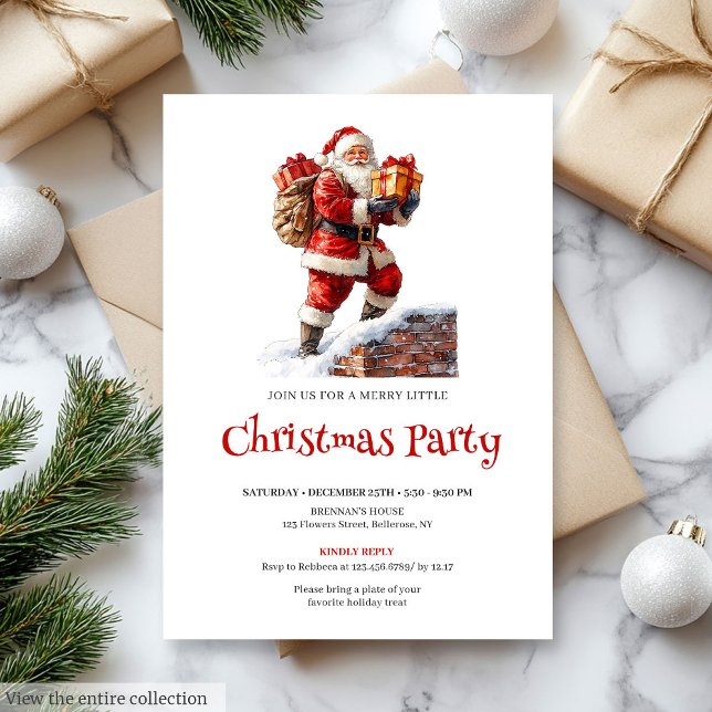 Classic Santa Claus Kids Holiday Party Invitation (Classic Santa Claus Kids Holiday Party Invitation

)