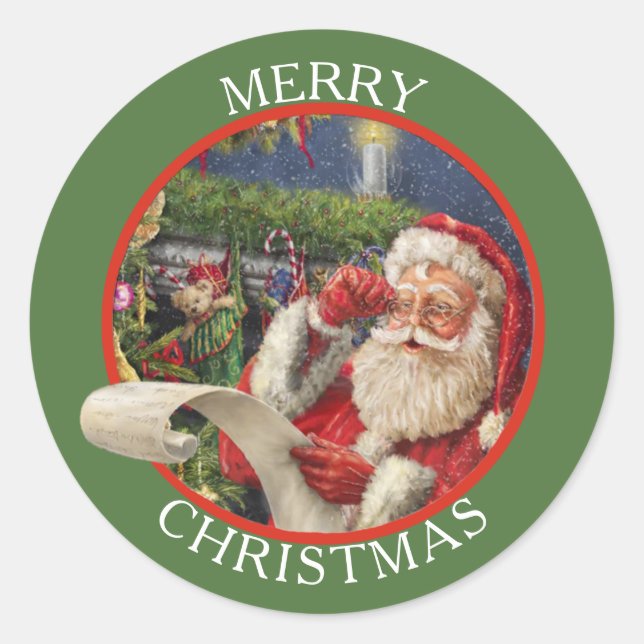Classic Santa Claus Naughty or Nice List Classic Round Sticker (Front)