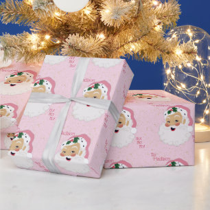 Classic Santa Claus Pink Personalised    Wrapping Paper