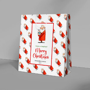 Classic Santa Claus red green editable holiday bag