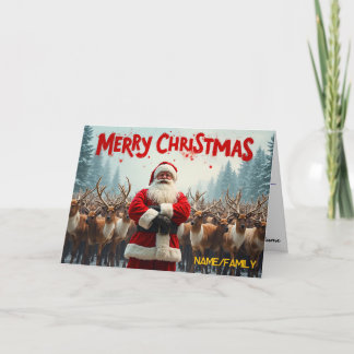 Classic Santa Claus & Reindeer Holiday Card