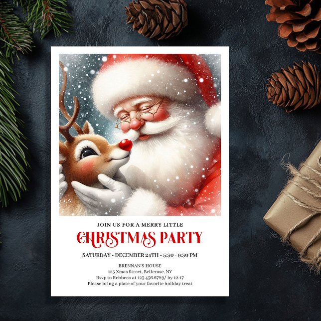 Classic Santa Claus Rudolph Holiday Joy Celebrate Invitation (Classic Santa Claus Rudolph Holiday Joy Celebration Invitation

)