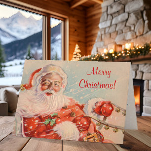 Classic Santa Claus Sleigh Ride Christmas Card