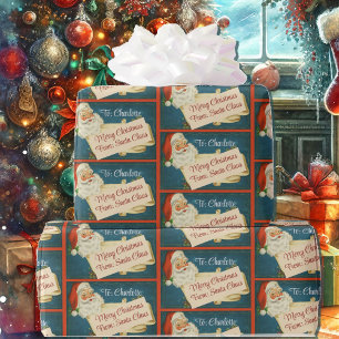 Classic Santa Claus To & From Add Names Christmas Wrapping Paper