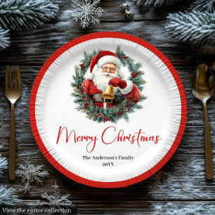Classic Santa Claus Vintage Merry Christmas Plate
