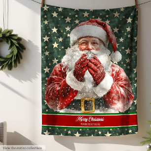 Classic Santa Claus Watercolor Holiday Blanket