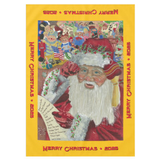 Classic Santa - Gold Custom Christmas Tablecloth